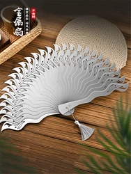 New Chinese Fine Steel Antique China Fan Hollow Self-Defense Kung Fu Tai Chi Portable Men Metal Stainless Folding Fan