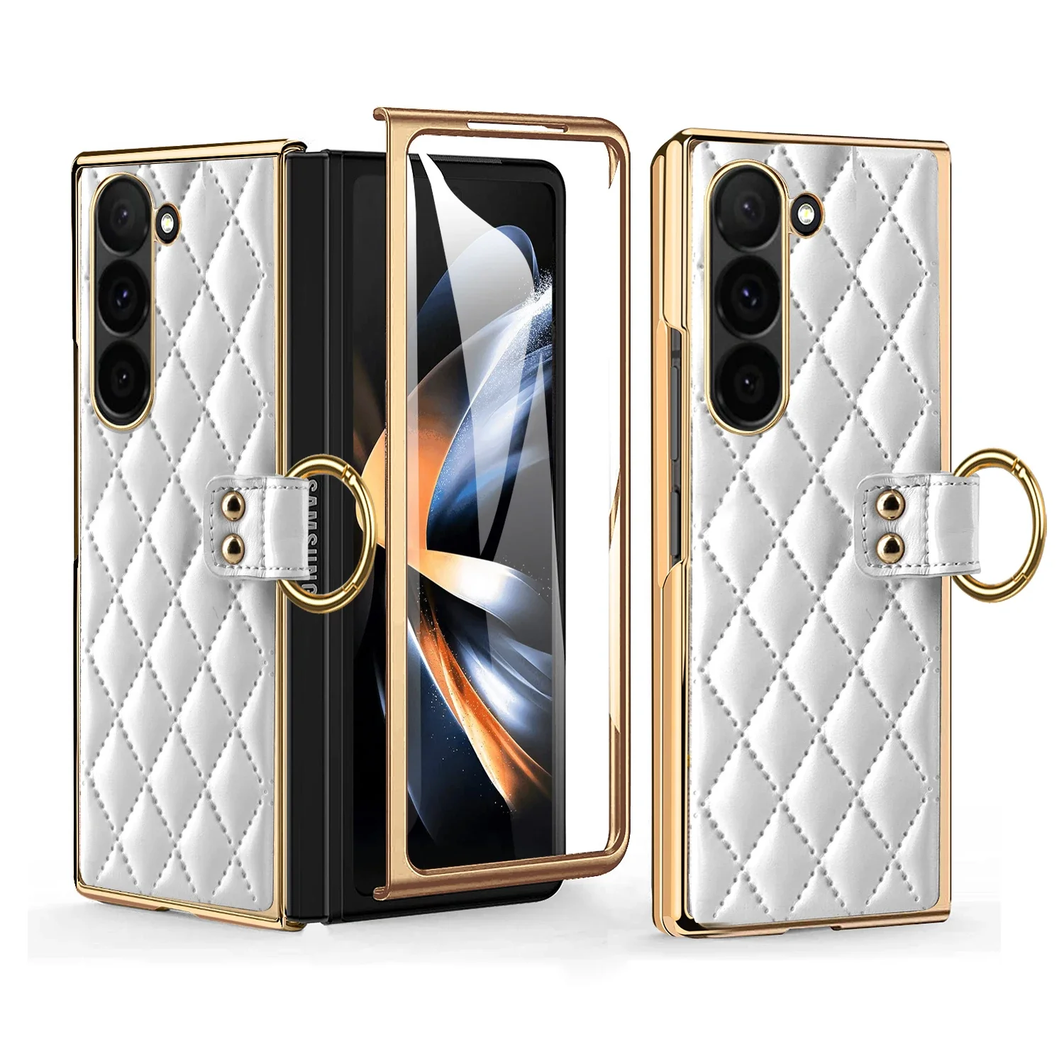 

Luxury Busine Sle Fragrant Ring Electroplated Polychrome for Women Phone Case for Samsung Galaxy Z Fold 7 6 5 4 3 Protect Cover