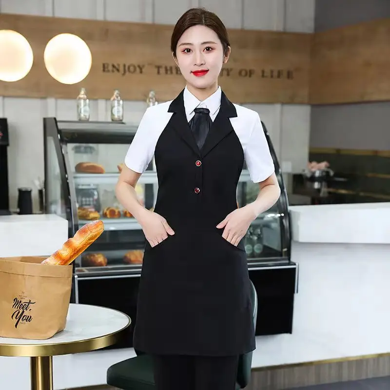 

Restaurant Work Uniform Kitchen Flower Florist Household Apron With Pocket Men Woman Baking Cleaning Bib Service Accessories