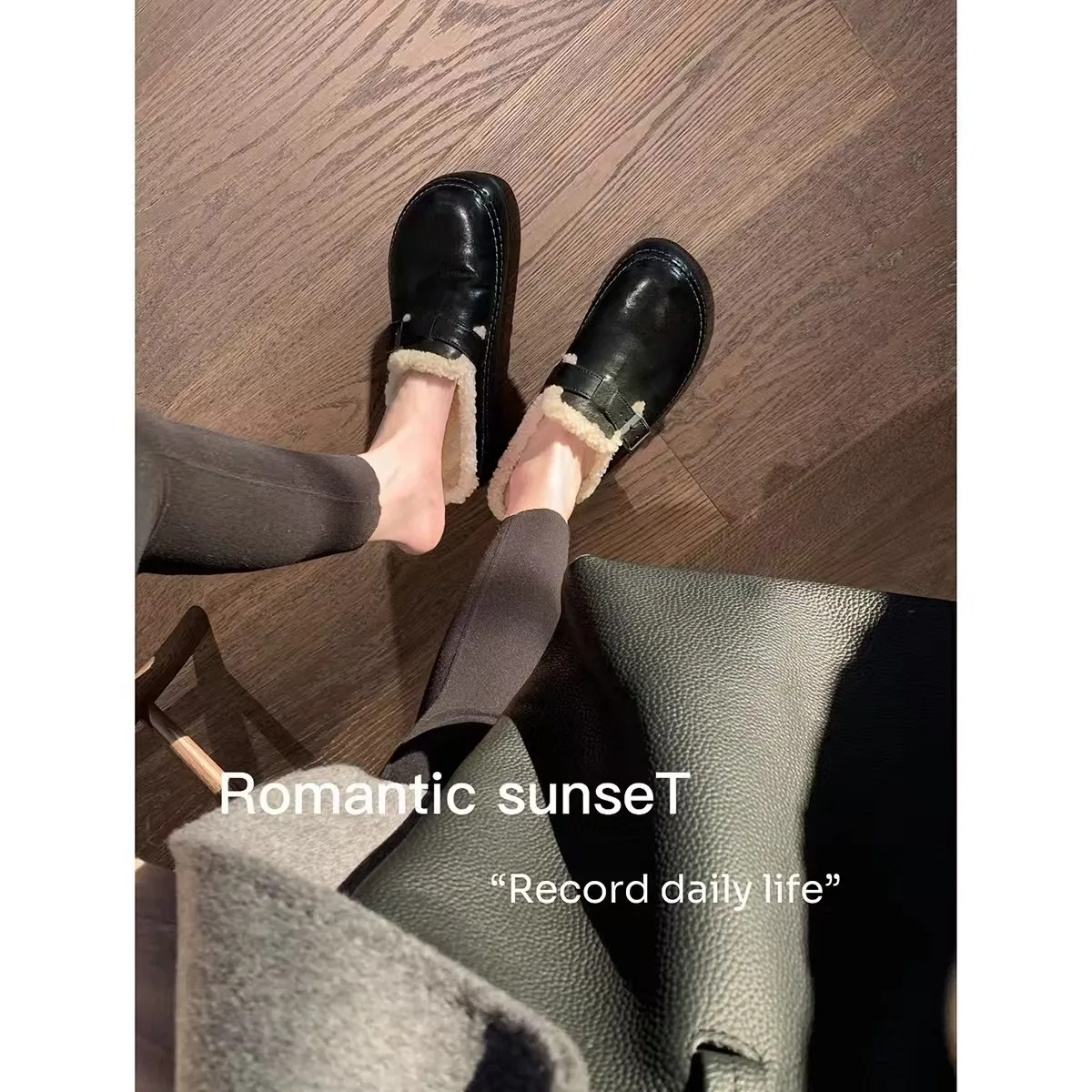 

Winter Fur Shoes Women Cow Suede Leather Round Toe Penny Loafers Slip-on Flats Casual Ladies Shoes Handmade