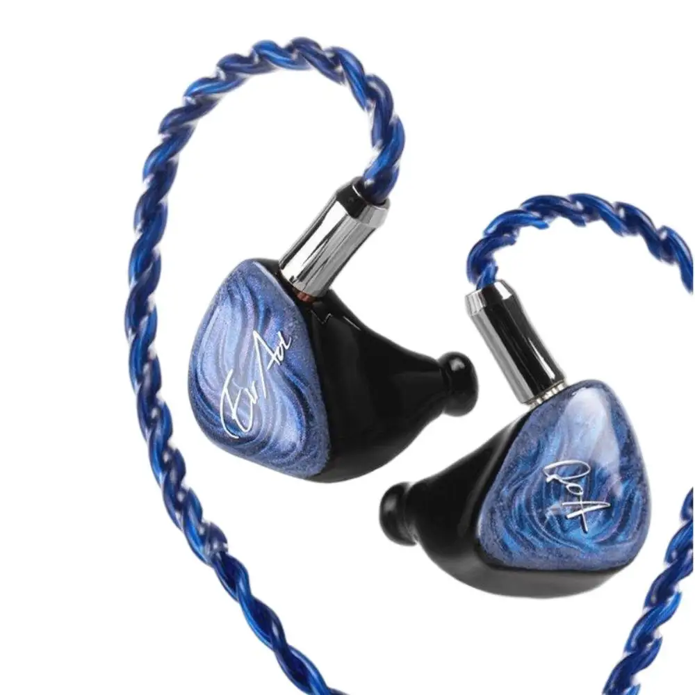 QOA Misty Blue 2DD+2BA Hybrid Driver Configuration In-ear HiFi wired Monitor Video Game headphones with 0.78 2pin 3.5+4.4mm plug