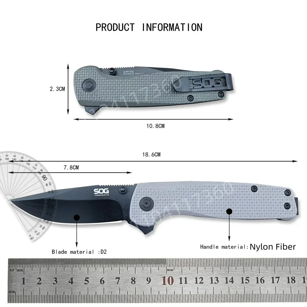 D2 TERMUNUS XR Multifunctional Folding Knife Nylon Fiber Handle High Quality Outdoor EDC Camping Hiking Hunting Tools