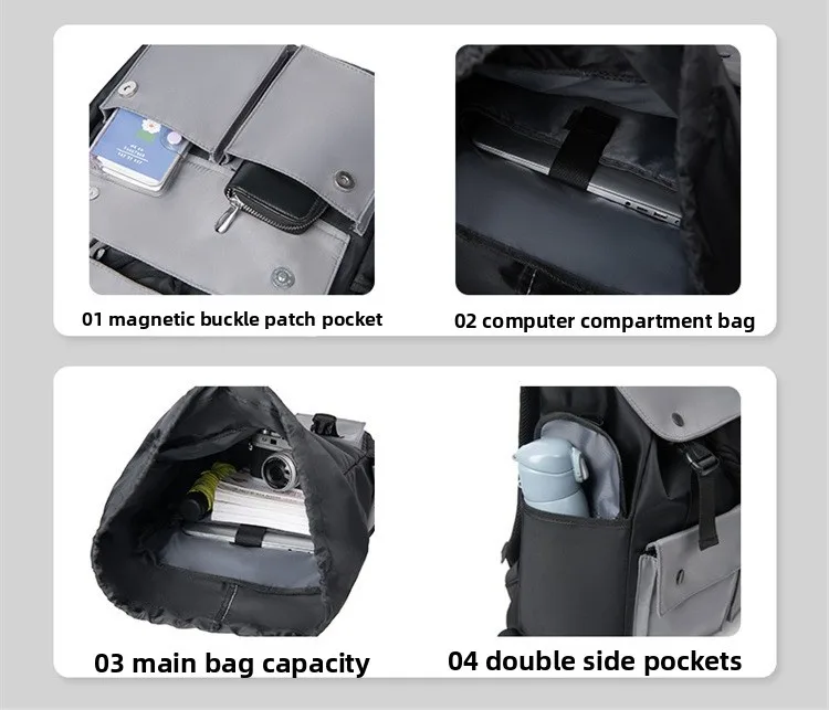 New Business Men's Backpack, Outdoor Casual Large-capacity Computer Travel Bag, Multi-functional Waterproof Flip Cover Backpack