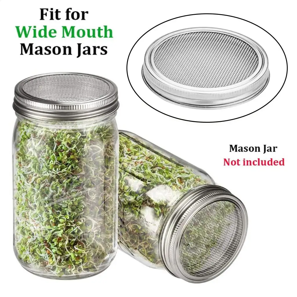 Durable Stainless Steel Sprouting Lid Strainer Anti Rust Planter Cover for Broccoli Radish Jar Sifting Soaking