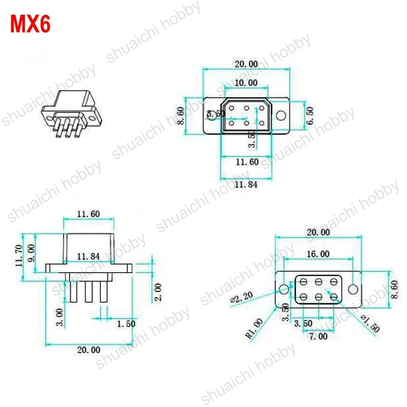 5Pairs MX6 MX10 Pins VTOL Servo Connectors Fast Connect Male Female Plugs Model Accessories Rudder Adapter for RC Turbojet Drone