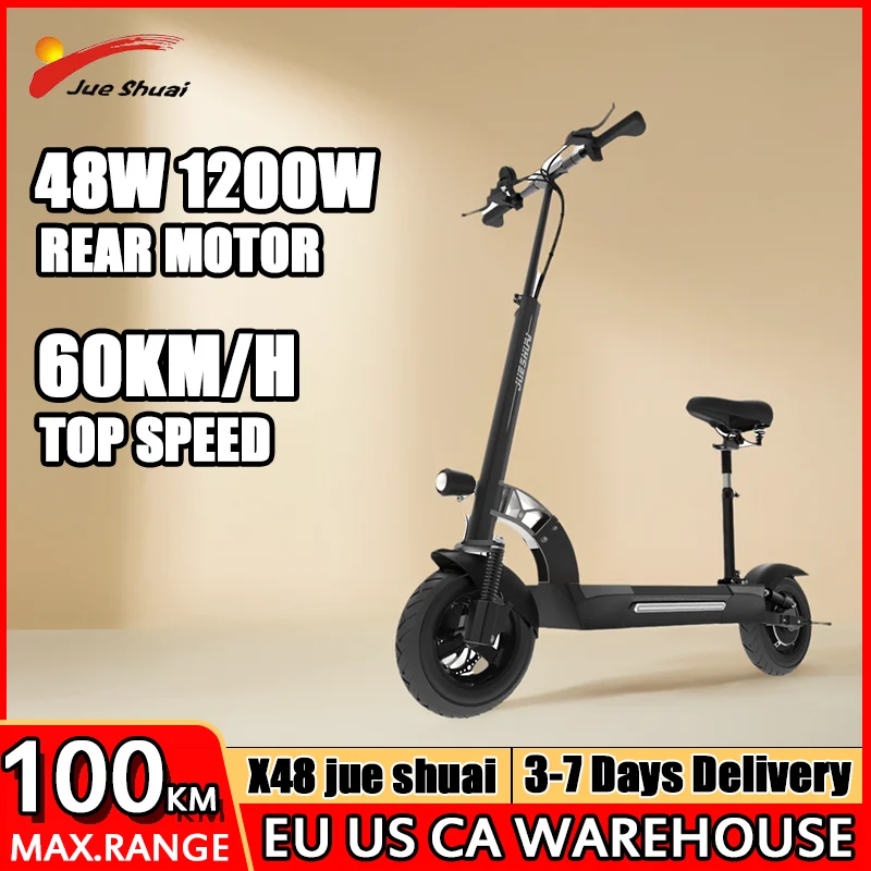 48V 1200W Rear Motor Electric Scooter 60KM/H Top Speed 100KM Long Range Scooter Electric Dual Shock Absorption E Scooter