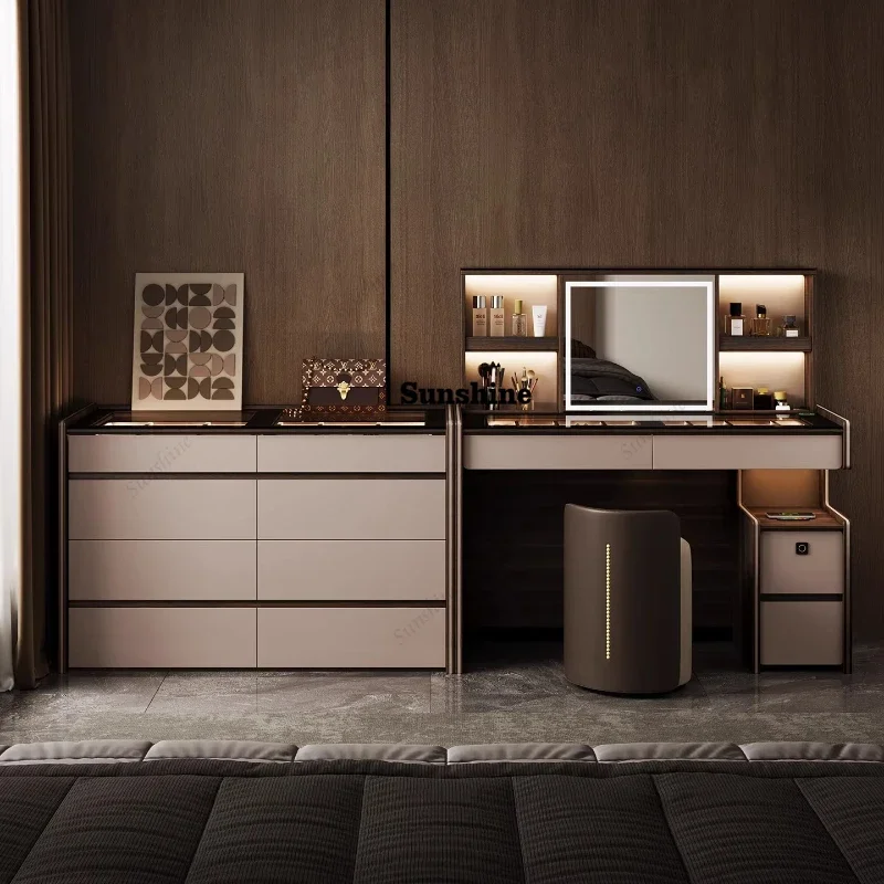 YItalian lift dresser, integrated bedside cabinet, light luxury and high-end sense, smart electric, table