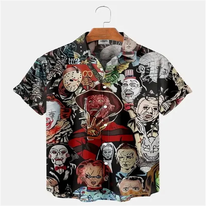 

2025 Summer Men's Clown 3D Printed Shirt Comfortable Polyester Fiber Hawaii Trendy Men's Short Sleeve Top