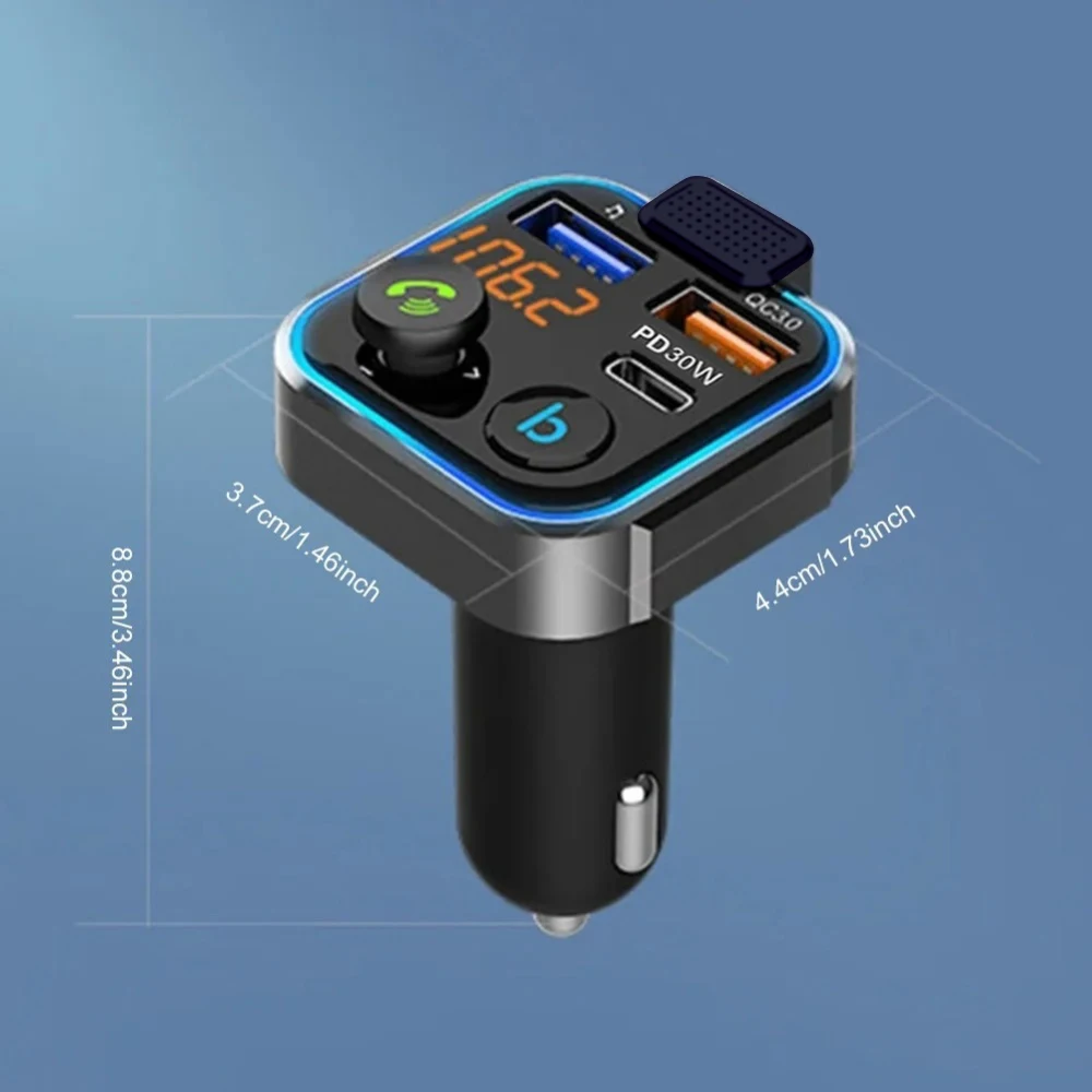 Bluetooth 5.0 FM Transmitter Handsfree Car Radio Modulator MP3 Player With 22.5W USB Super Quick Charge Adapter for Car