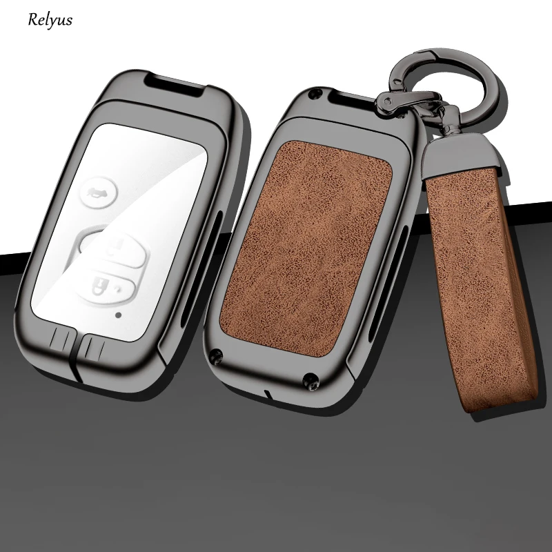 

New Alloy Leather Car Key Case Cover Fob Protector Shell for Toyota Corolla Camry RAV4 Highlander Auris CHR Avalon Land Cruise