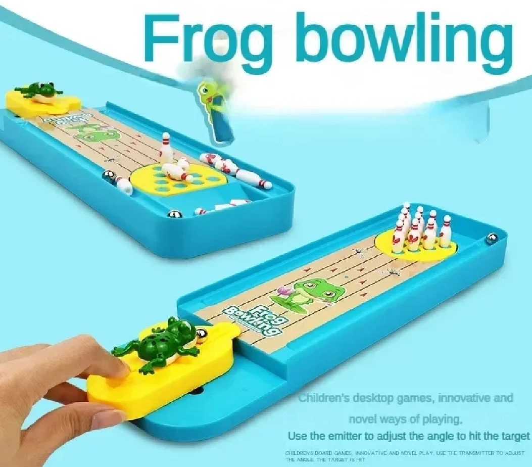 Mini Desktop Frog Bowling Game Toy Funny Indoor Parent-Child Interactive Table Sports Game Toy Bowling Educational Gift For Kids