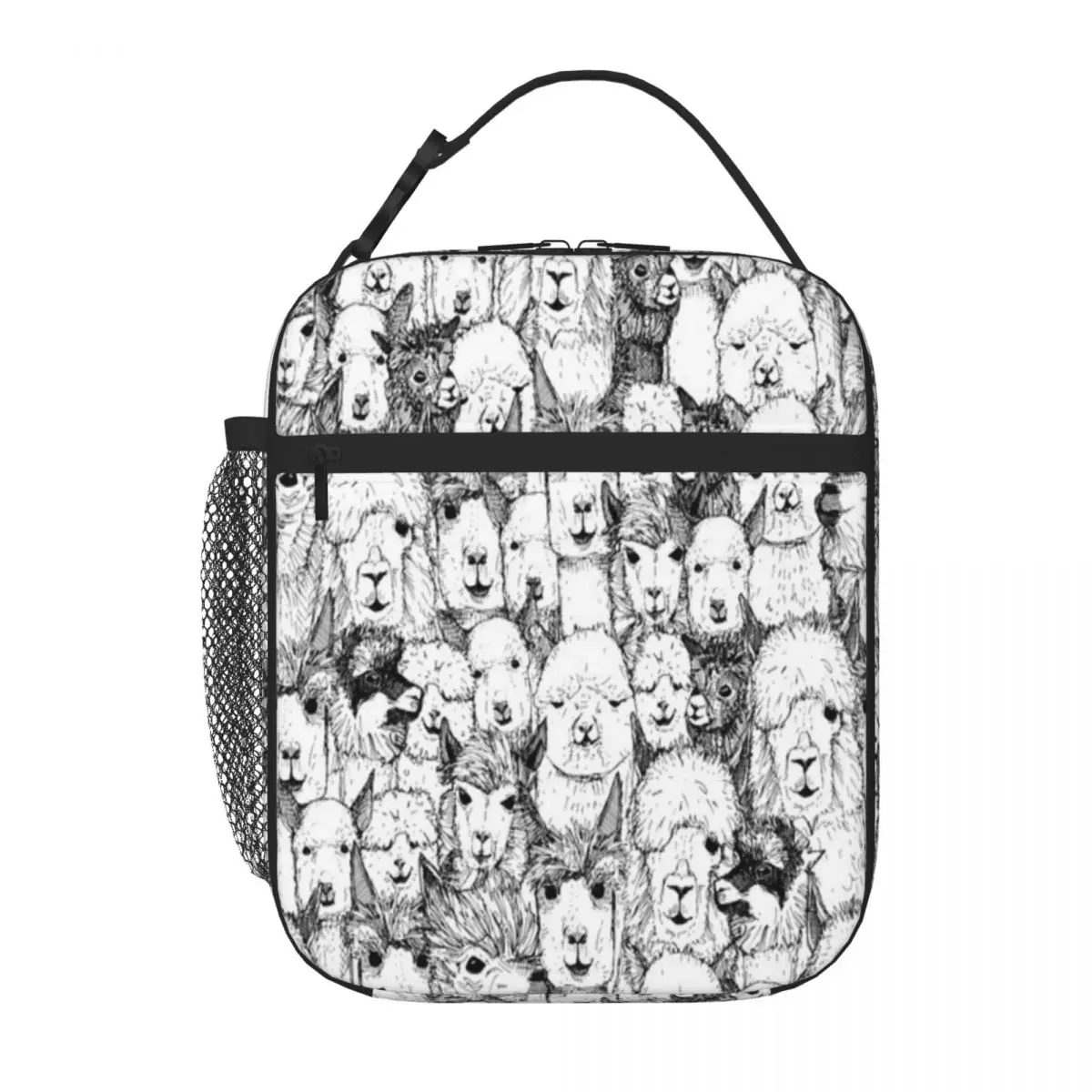 Bestselling Just Alpacas Black White Teen Style Snack Bag Office Picnic Break Cooler Lunch Bag