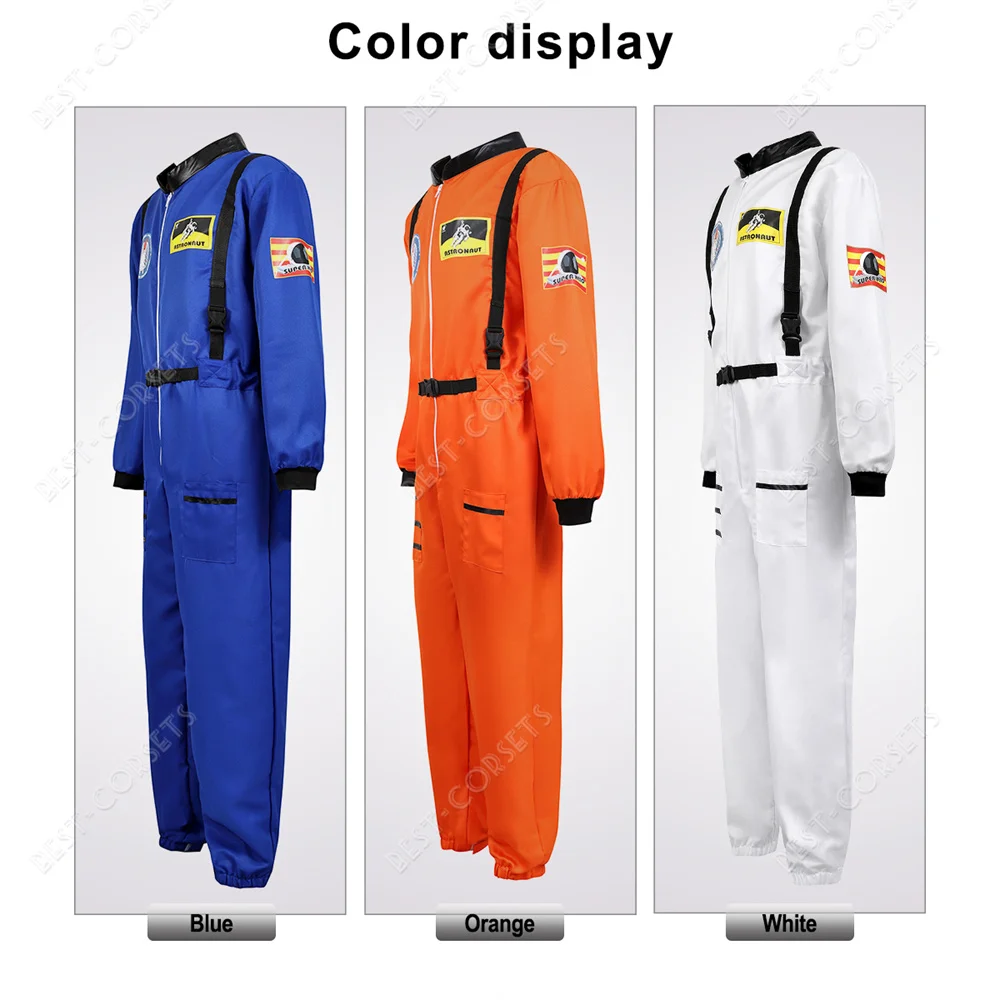 Adults Astronaut Costume Cosplay Women Men Space Astronaut Costume for Kids Jumpsuit Zipper Family Spacesuit Costume Carnival