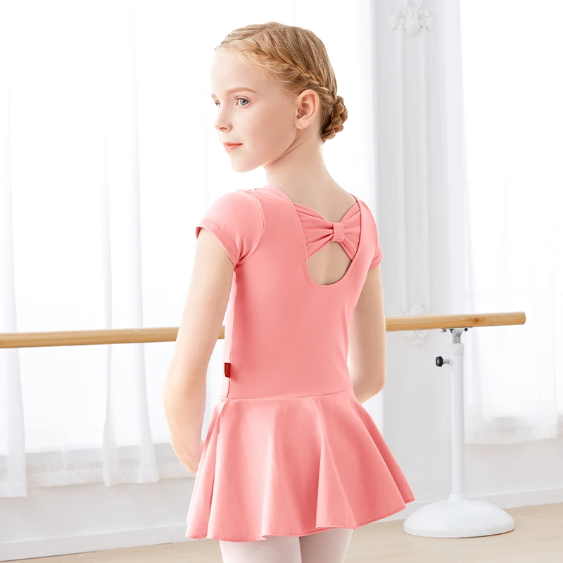 Ballet Jurk Gymnastiek Maillots voor Meisjes Kinderen Korte Mouw Ballet Chiffon Begrenste Maillots Strik Dancewear Ballet Body