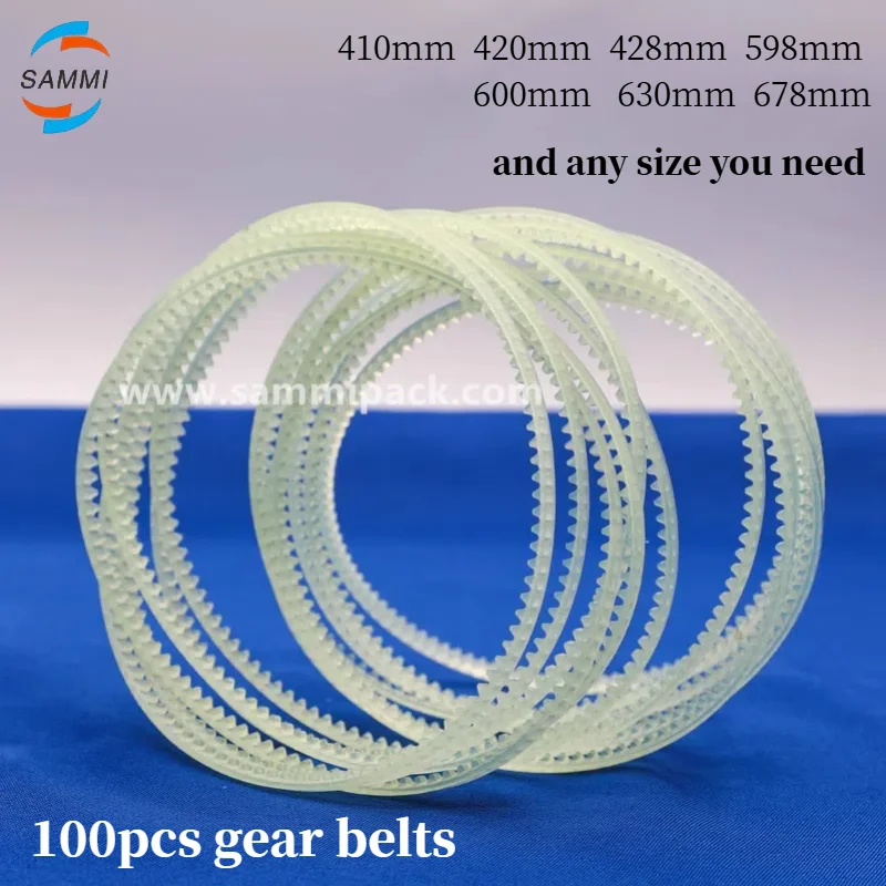 100pcs/bag Gear Belt 410mm 420mm 428mm 598mm 600mm 630mm Tooth Belt Spare Part For FR-900 Continuous Band Sealer