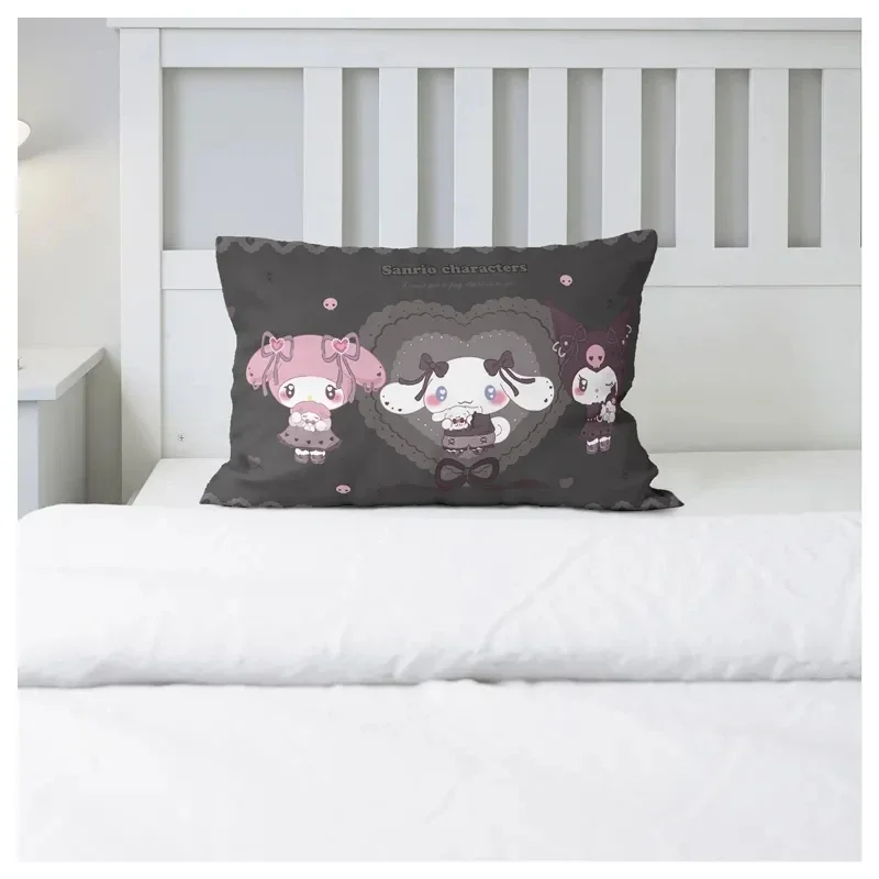 Sanrio Kawaii Kuromi Pillowcase Cartoon New All-inclusive Dirty-resistant Children's Fun Pattern Pillow Protector Cute Bedding