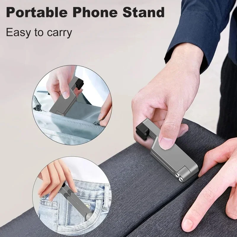 Aluminum Portable Universal Phone Holder Mini Size Folding Desk Mount Bracket V Mobile Phone Cradle Foldable Stand for Cellphone view 6
