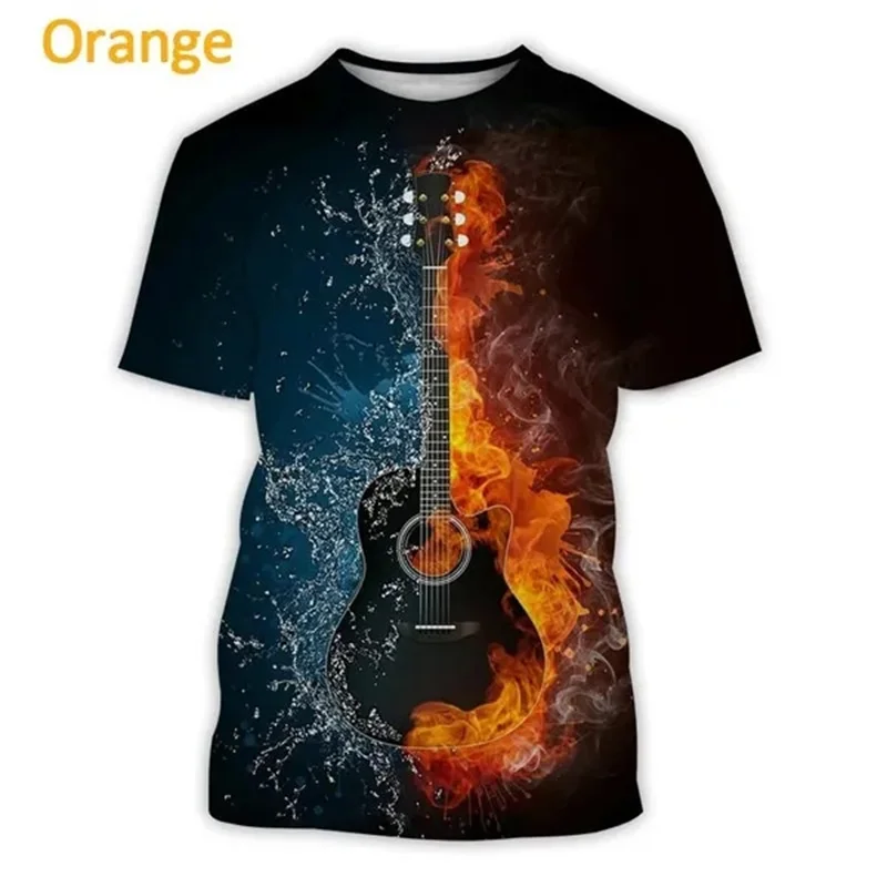 Electric Gitar Rock Roll T Shirts for Men 3D Printed Hip Hop Tops Vintage Streetwear Womens Clothing Harajuku Fashion Tee Shirt