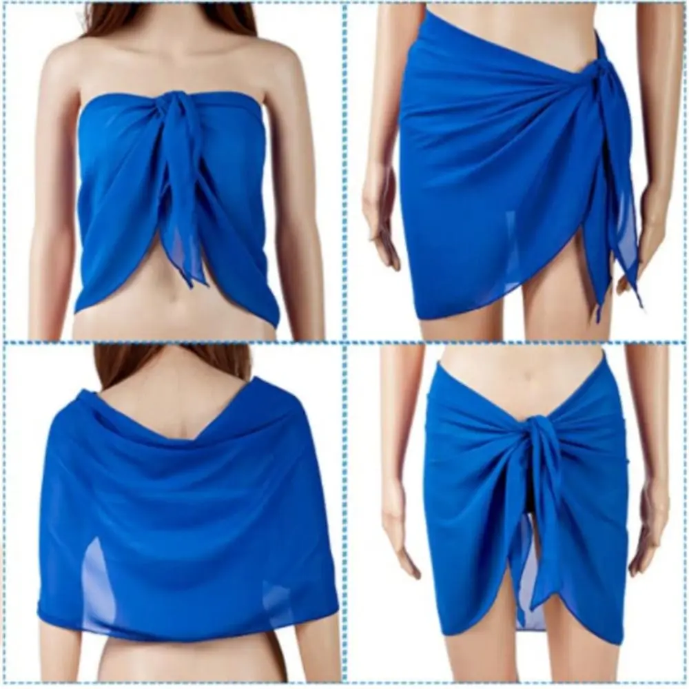 

Soft Short Sarongs Chiffon Swimsuit Coverups Scarf Cover Beach Short Cover Summer Wrap Sheer Beach Bikini Women