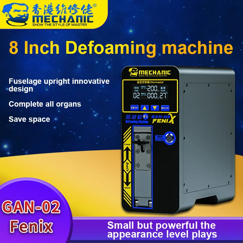 MECHANIC GAN-02 FENIX Universal Defoaming Machine with CNC Voltage Control LCD Display One-Button Start Defoaming Tool