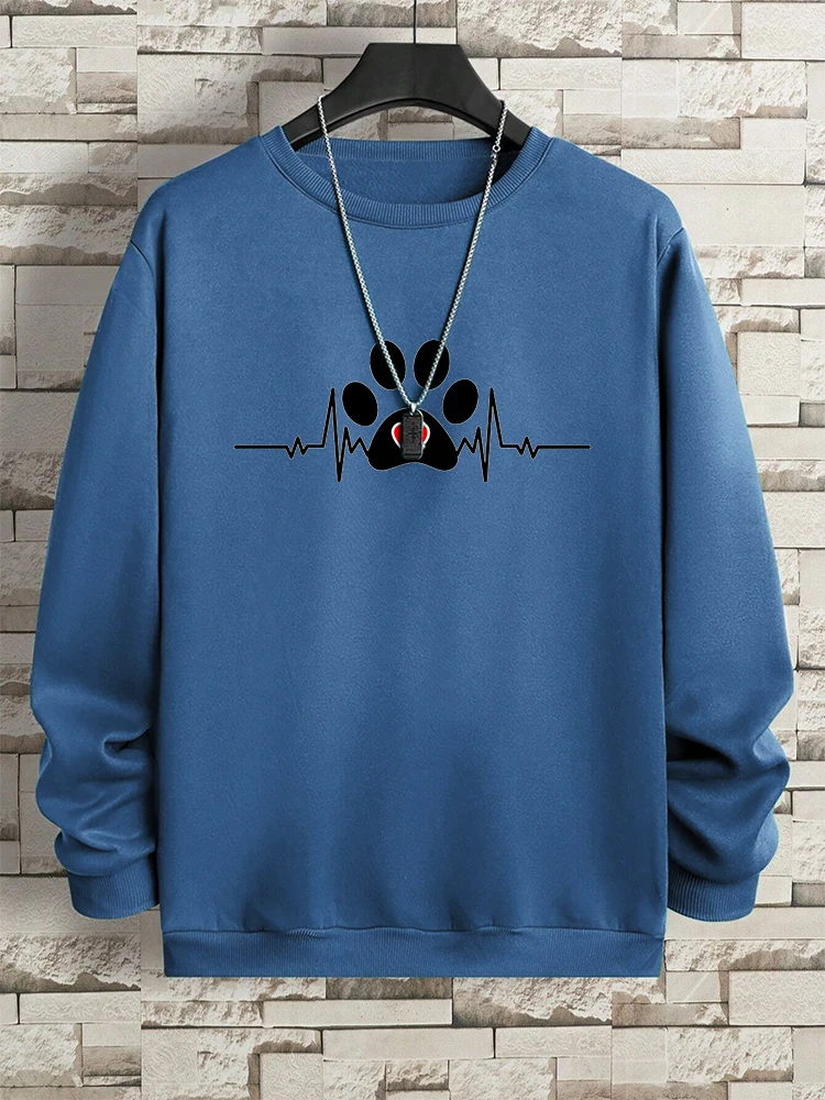 Ecg Dog Paw Print Love Men Women Hoodie Hip Hop Comfortable Sweatshirt Autumn Warm Streetwear Fleece Casual Pullovers Hoodies