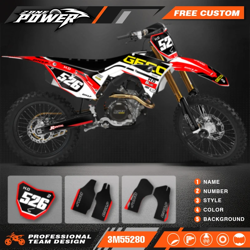 

Powerzone Motorcycle Graphic Decal Stickers Kits For Honda CRF450R 2017-2020 CRF250 CRF250R 2018-2021 Number Name Customize 06