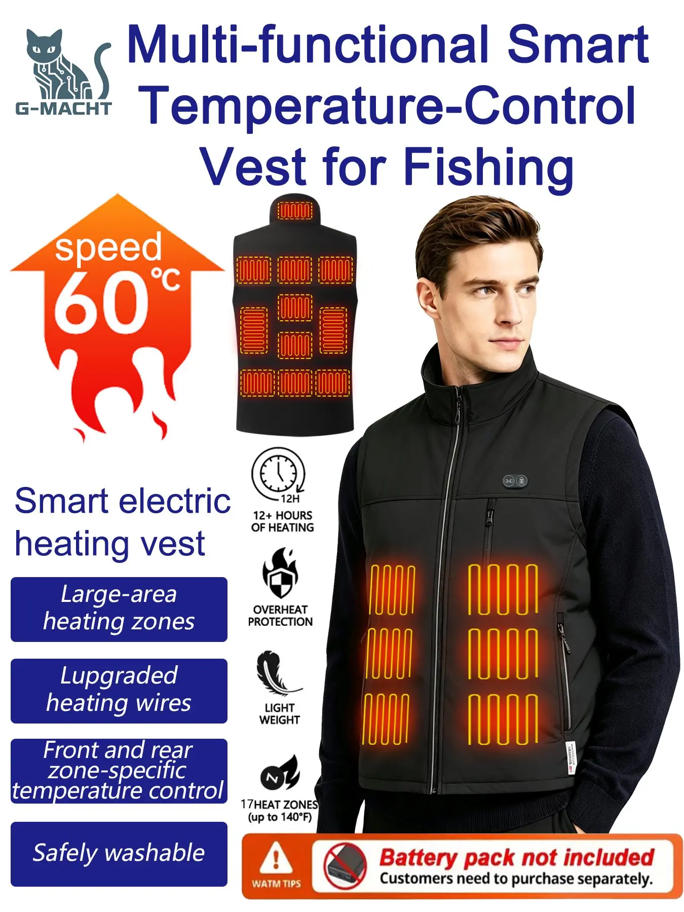 17 Heated Vest Zones Electric Heated Jackets Men Women Sportswear Heated Coat Graphene Heat Coat USB Heating Jacket For Camping