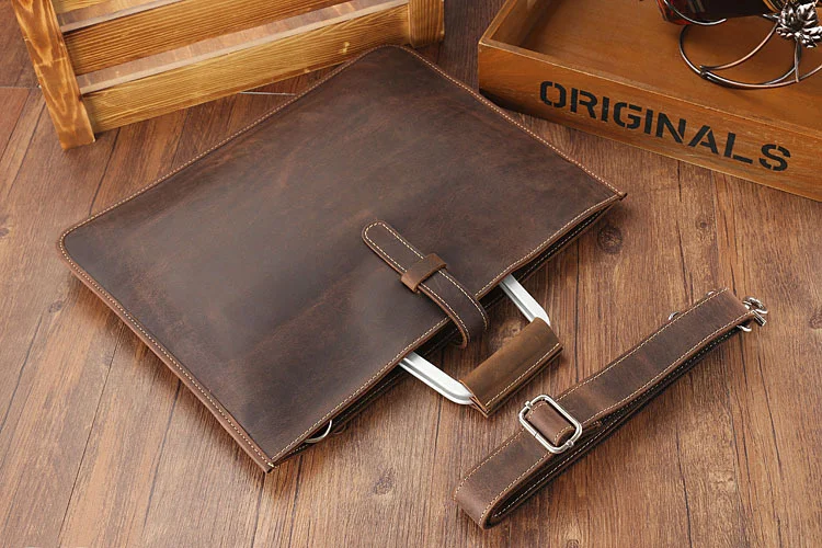 Pochette di lusso di alta moda da uomo A4 File portadocumenti portafoglio Top Layer Ipad Leather Business Bag valigetta Cowkskin