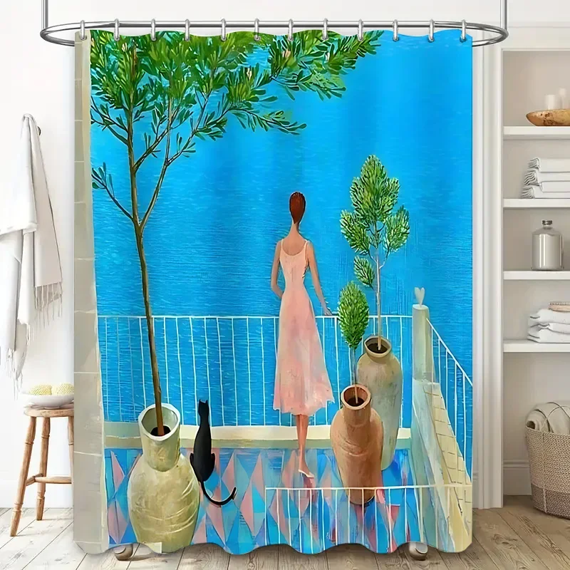 

Элегантная художественная занавеска для душа с пастельными цветами и живописным дизайном — идеально подходит для домашнего декора, водонепроницаемая, прочная, легко чистится