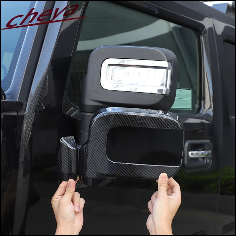 

Для Hummer H2 2003-2009 АБС-пластик из углеродного волокна с рисунком боковой двери автомобиля, наружное зеркало заднего вида, декоративная крышка, 4 шт.