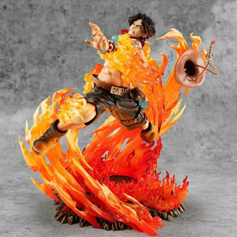 25cm One Piece Anime Figure Pop Fire Fist Portgas·d· Ace Battle Scene Pvc Action Figurine Collection Model Statue Toys Gifts