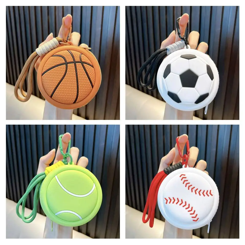 Sportliche, ballförmige Münzbörse, Basketball, trendige Kopfhörertasche, Anhänger, Kopfhörerhülle, Aufbewahrungstasche für den persönlichen Gebrauch