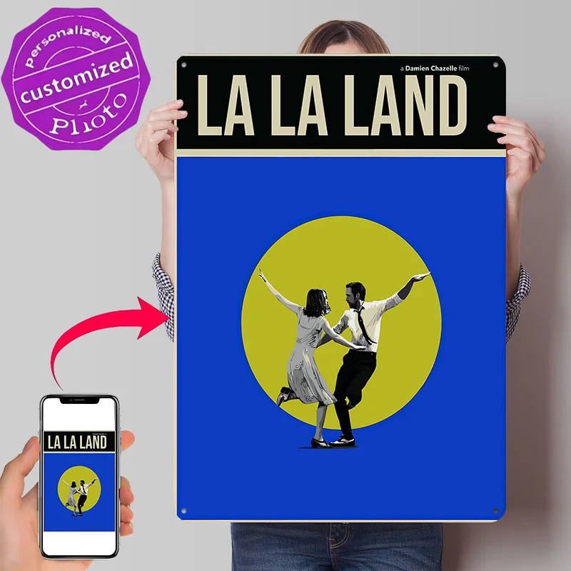 La La Land Movie Poster Retro 3D Printed Metal Signs Customized Wall Hanging Gift for Modern Home Decoration Room Office Decor