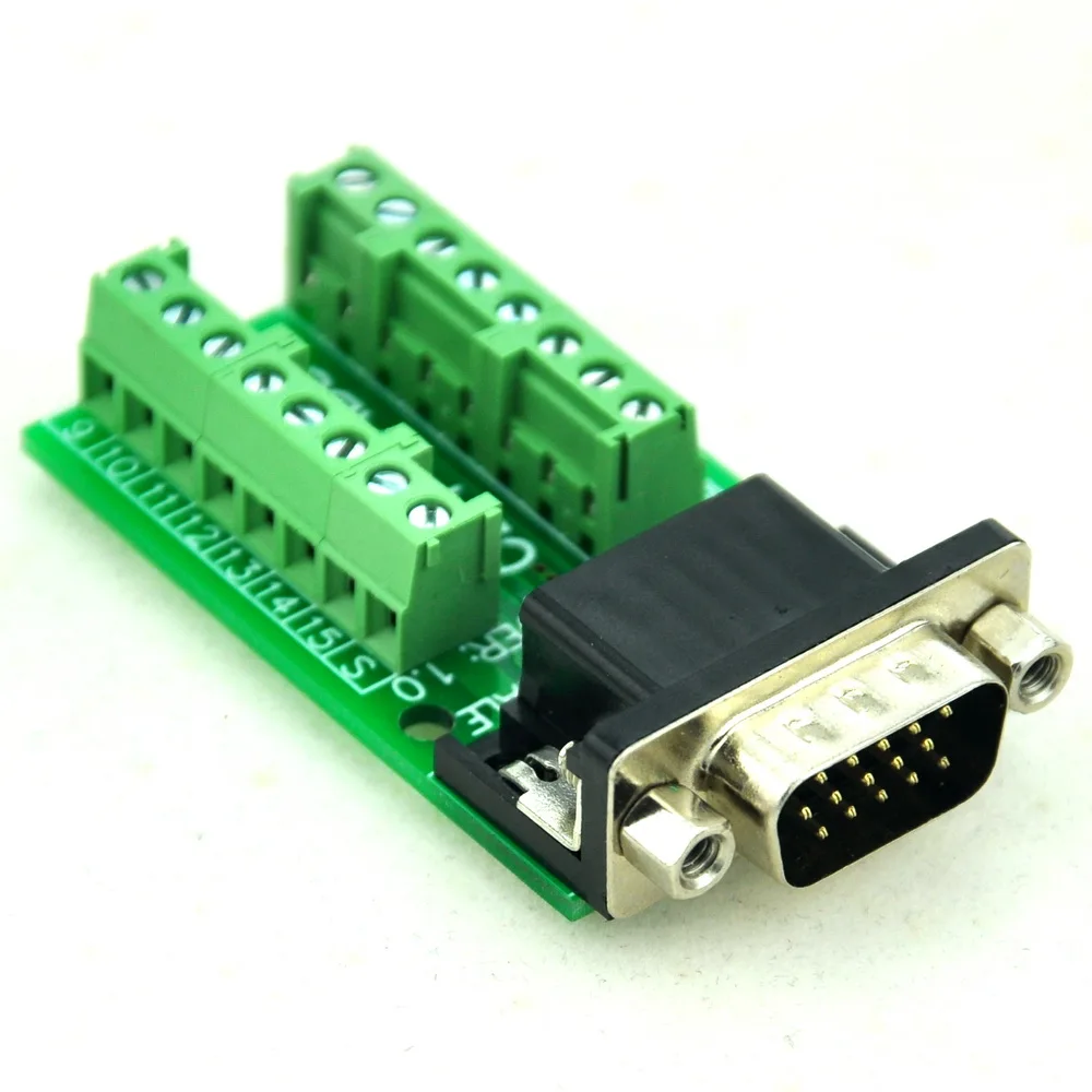 

CZH-LABS Slim Right Angle D'SUB DB15HD Male Header Breakout Board Module, D-SUB.