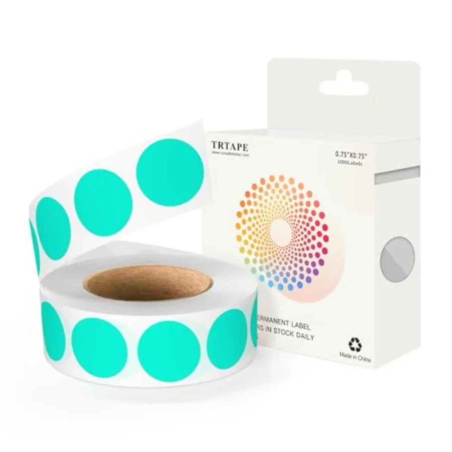 

1000 PCS 3/4 Inch Round Dots Color Coding Circle Stickers Aqua Dot Stickers Round Labels for Classroom Office Home Organizing S