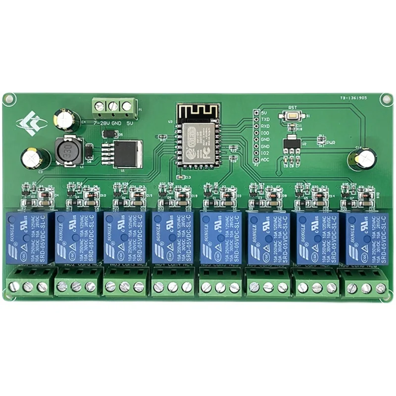 5V/7-28V Power Supply ESP8266 WIFI Eight-way Relay Module ESP-12F Development Board Secondary Development