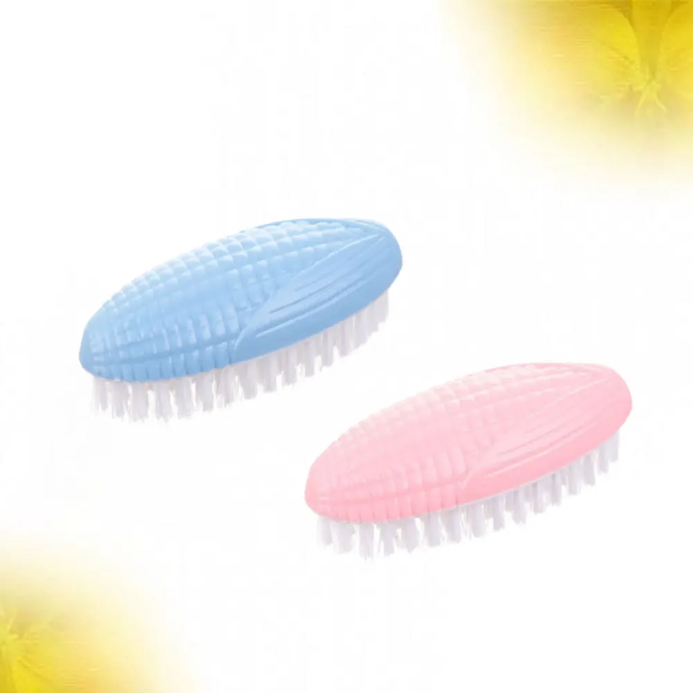 

2pcs Multifunctional Cleaning Brush Peanut Corn Design Laundry Shoe Brush For Home Kitchen Bathroom Garden Sink Plastic Bristles