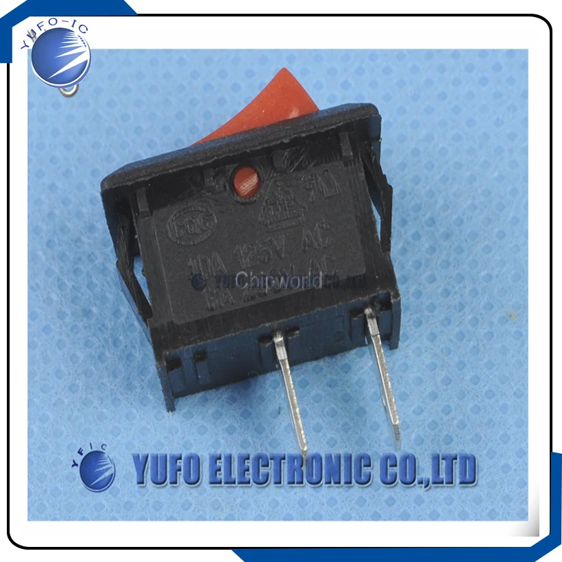 Free Shipping One Lot 10pcs NEW Red Rocker Switch KCD1-101 250V 6A 125V 10A Boatlike Switch 2PIN ON-OFF Plastic (SPST, 2P)