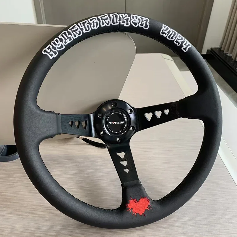 Heart Car Steering Wheel Leather JDM Modified Car Parts Racing Steering Wheel