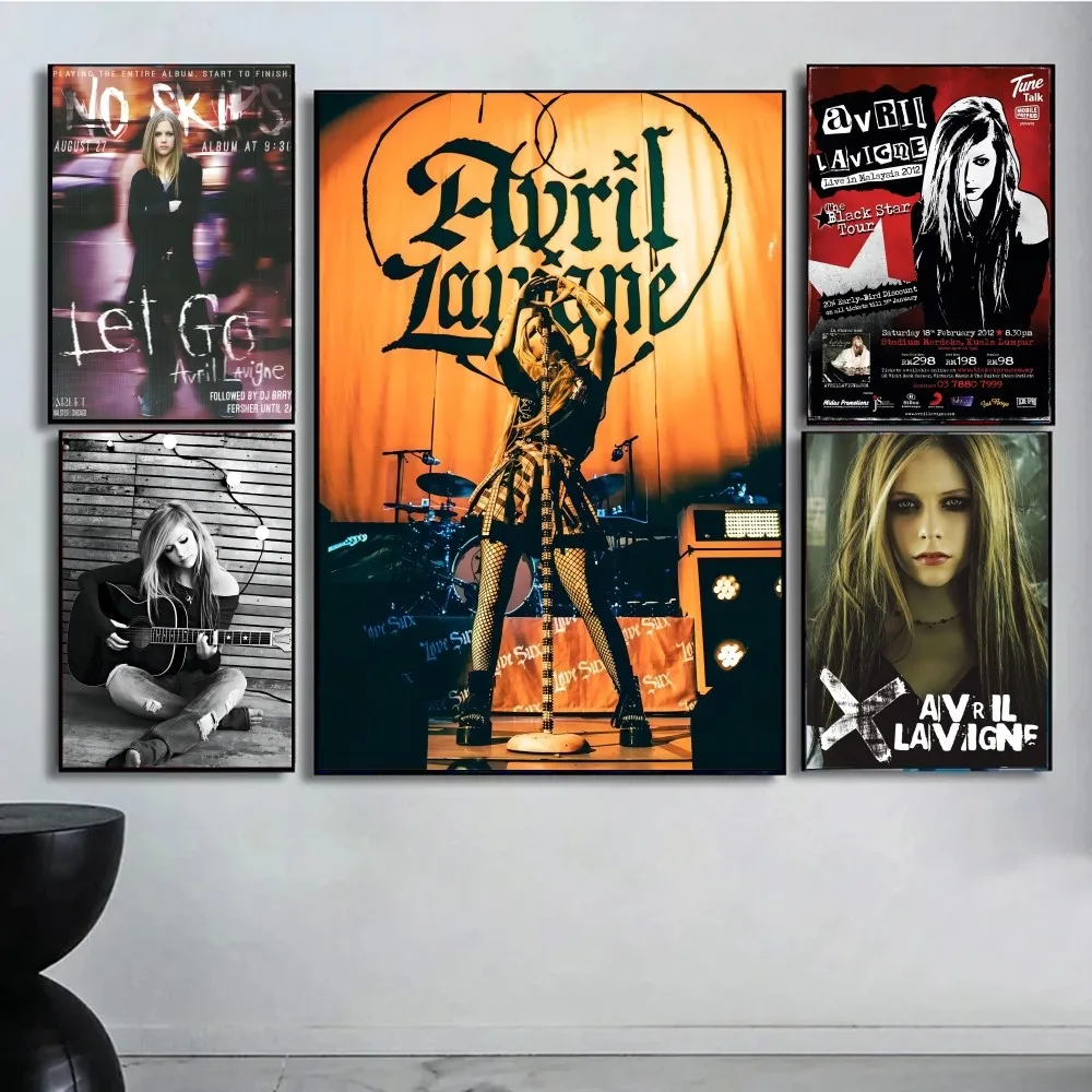 Star Singer Avril Lavigne Self-adhesive Art Poster Waterproof Paper Sticker Coffee House Bar Posters Wall Stickers