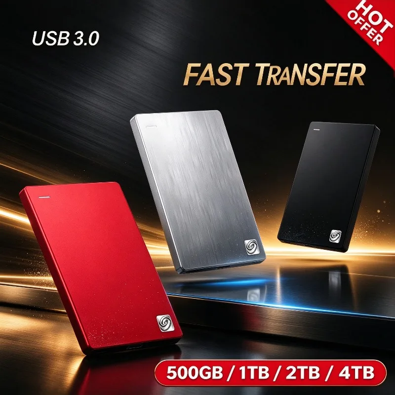 Ultra Slim Portable 2.5 External Hard Drive 1TB/2TB High Speed Metal Expansion USB3.0 HDD Disk for Data Storage
