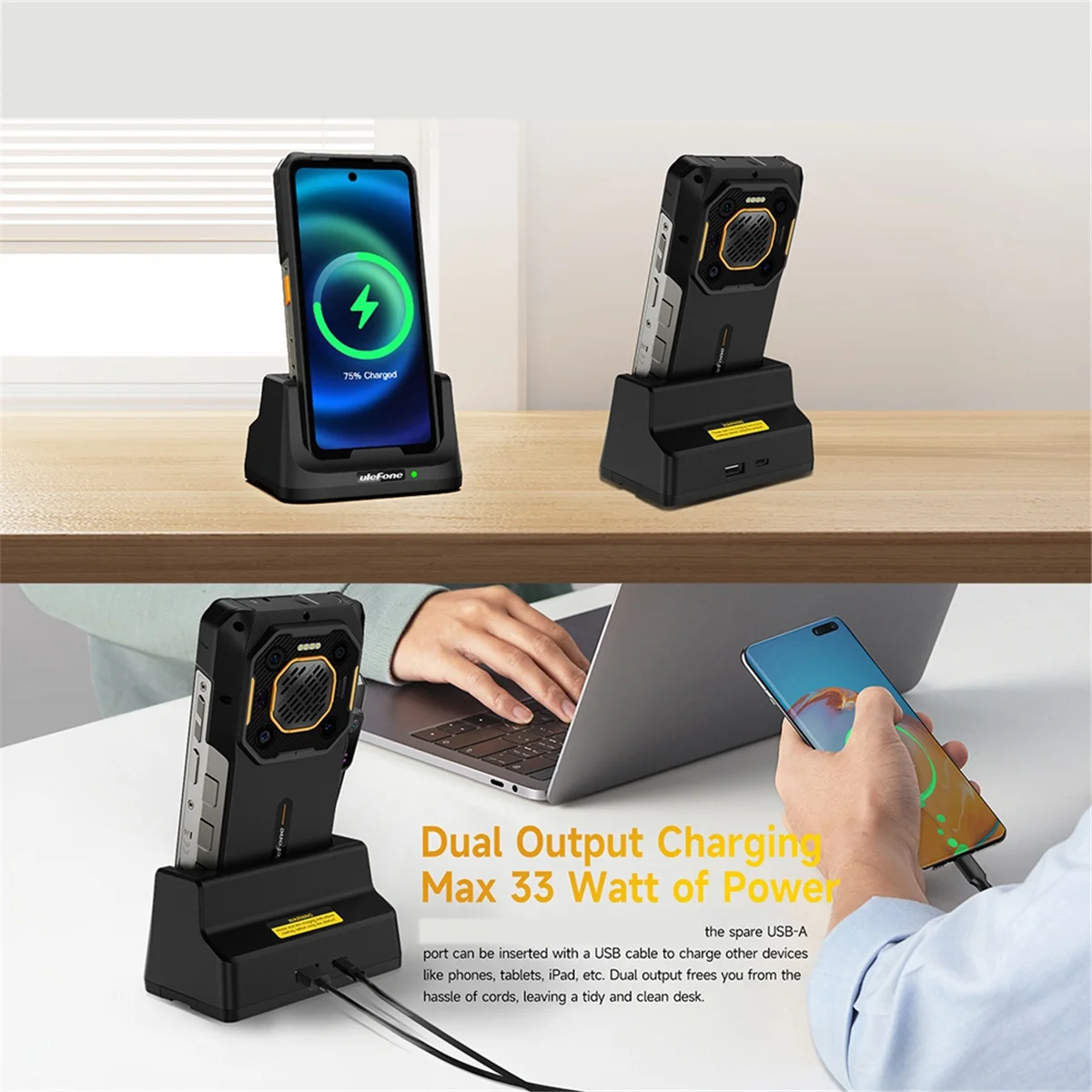 Ulefone UAS22 33W Desk Charging Dock - Fast Durable Charging Station for Ulefone Armor 26 Ultra