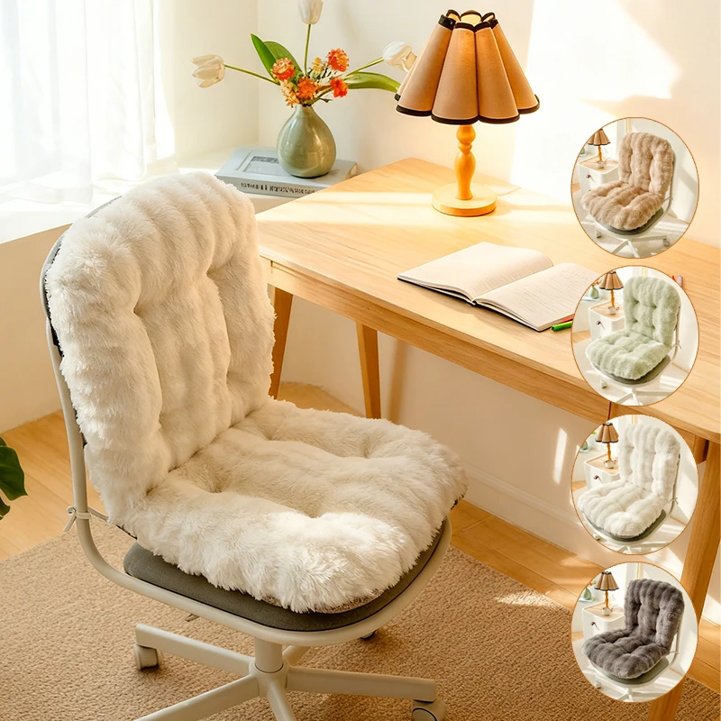 Rabbit Plush Ergonomic Office Chair Cushio-Comfortable Polyester Backrest Support Pad Ideal for Long Sitting in Home,Car,Chair