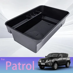 For Nissan Patrol Y62 2010-2018 Car Armrest Storage Box Center Console Organize Tray Storage Box Central Tidying Accessories ABS