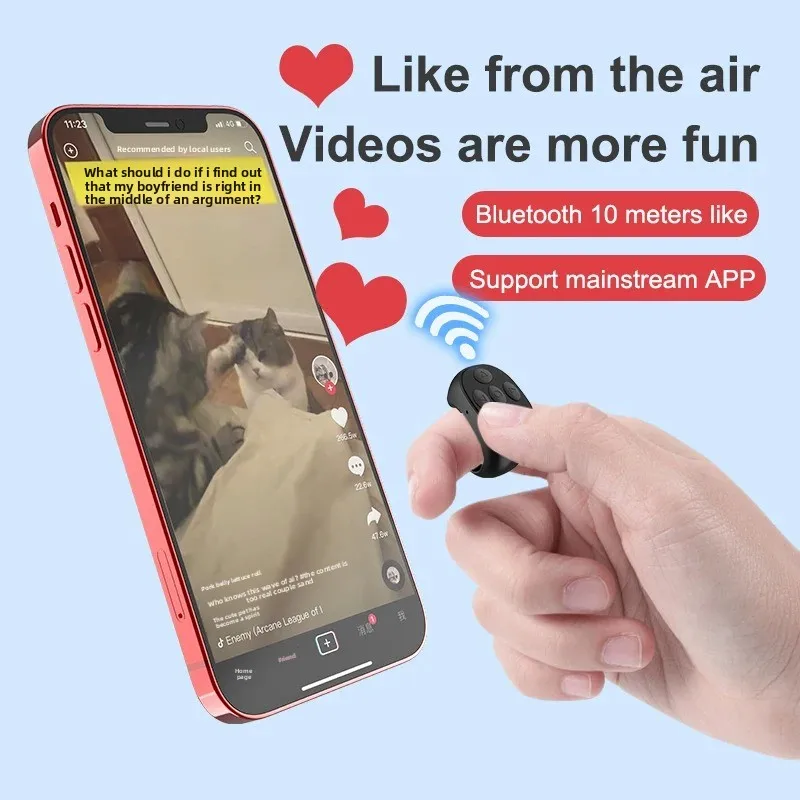 Bluetooth Fingertip Ring Remote Control Mobile Phone Selfie Video Controller Automatic Page Turner For Cellphone Browsing