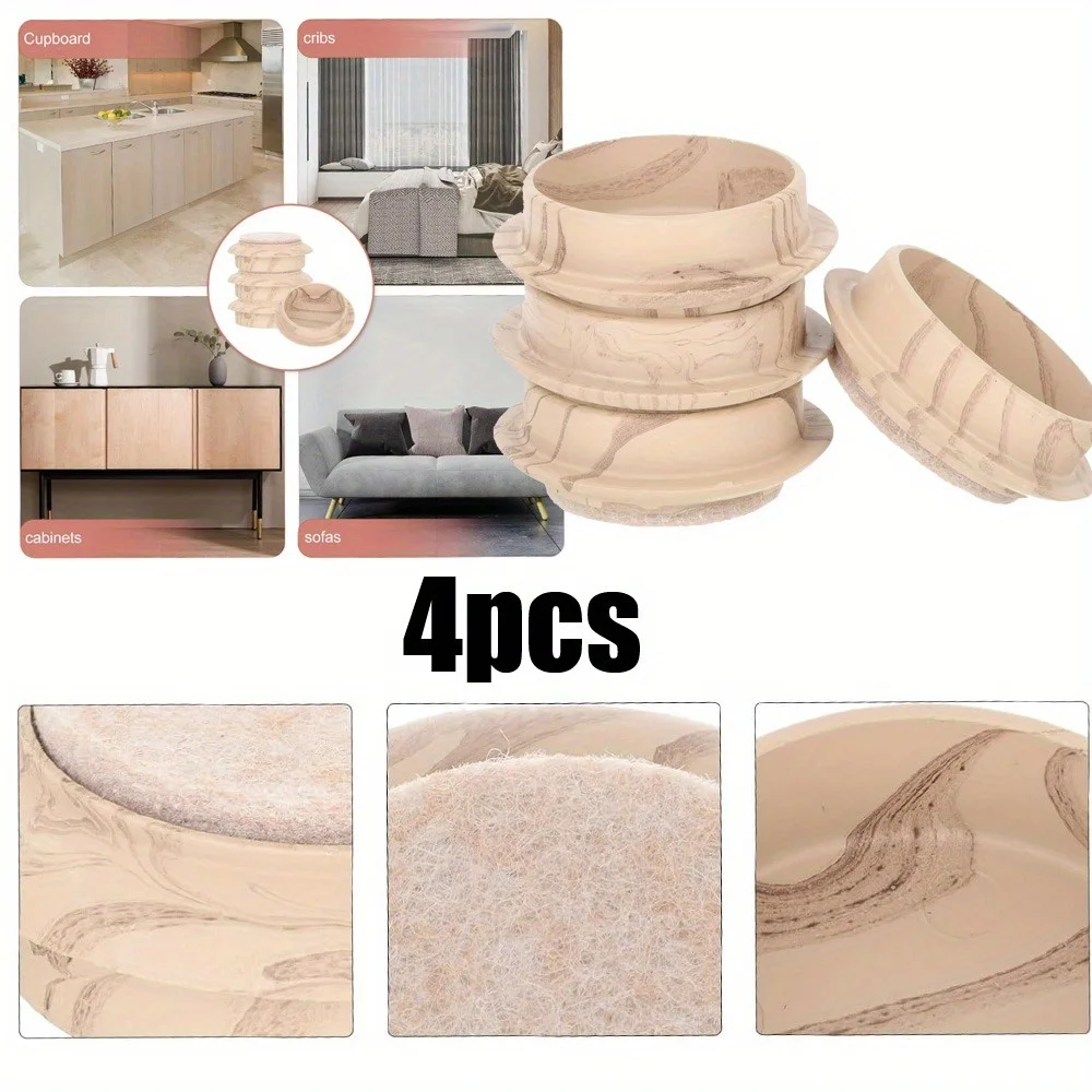 4pcs Multi-Function Round Chair Protector Wear-Resistant Furniture Coasters Anti-Scratch