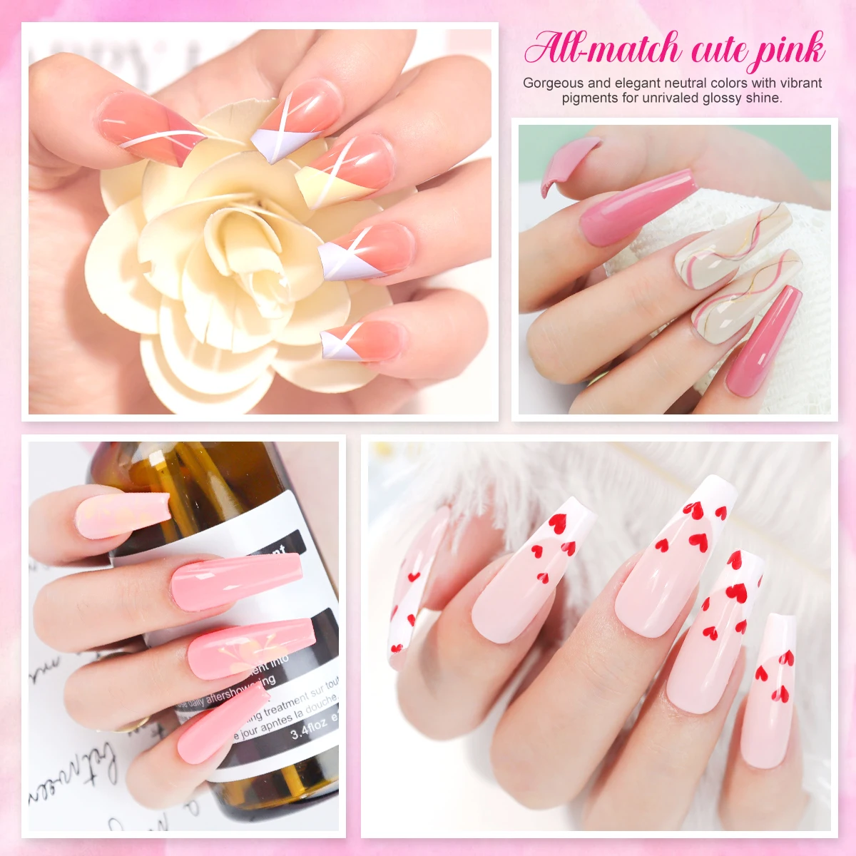 라이메걸 30개/세트 DIY 젤 네일 폴리쉬 밝은 핑크색 세미 퍼머넌트 쏙 오프 UV LED 젤 바니쉬 네일 아트 디자인 매니큐어 키트