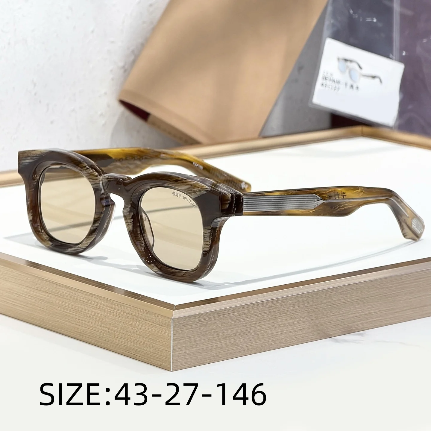JMM DEVAU 10. handgefertigte hochwertige kleine Sonnenbrille, dicke Acetatfaser-Qualitäts-Sonnenbrille für Männer und Frauen