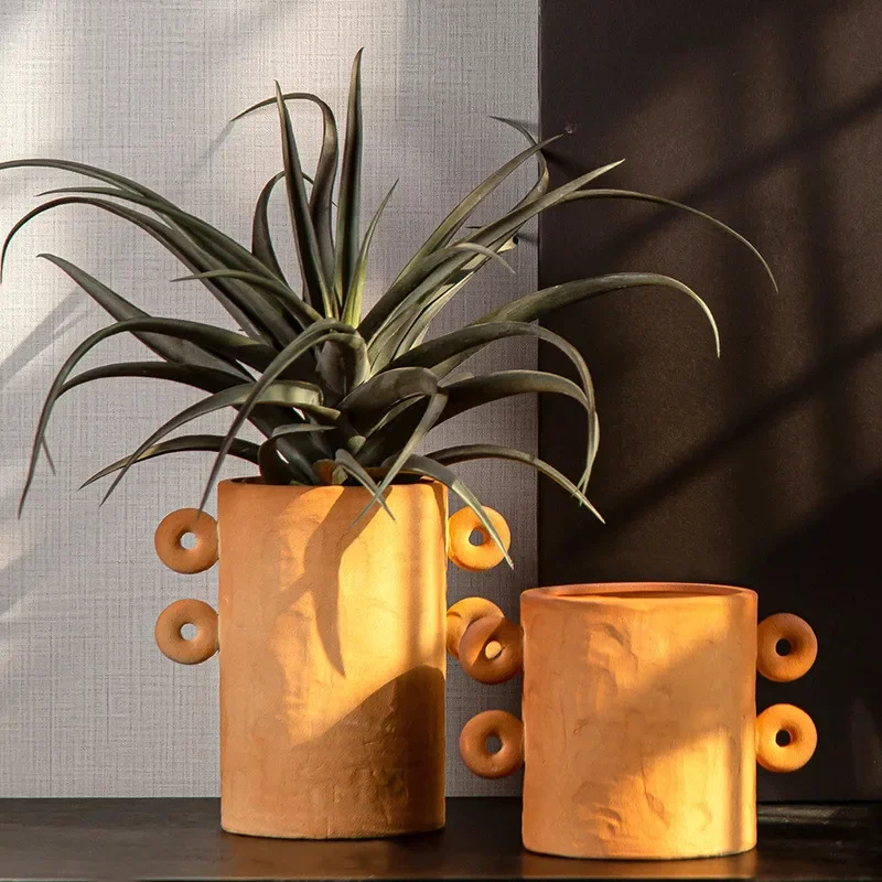 Ceramic Vase  Binaural Orange Flower Set Arranging Furnishing Articles S Home Decoration Accessories