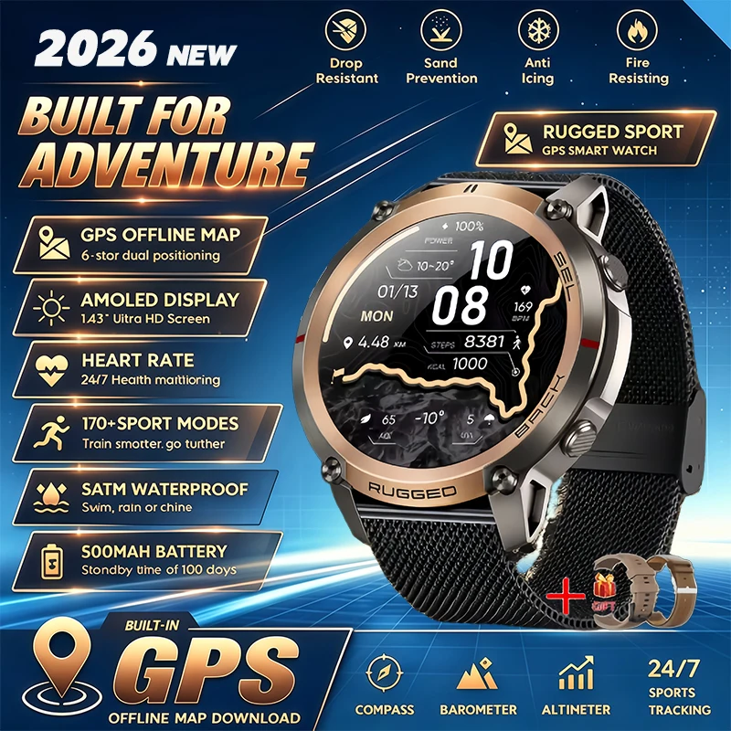 Military GPS Smartwatch with AMOLED Screen